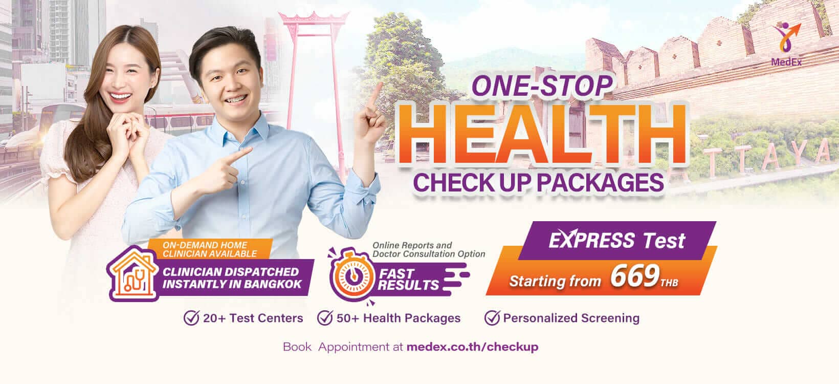 Checkup Packages | Lab Test at Home or 20+ Centers in Bangkok, Pattaya, Phuket, Chiang Mai, Koh Samui and More in Thailand | Express Health Checkup at Home or Lab